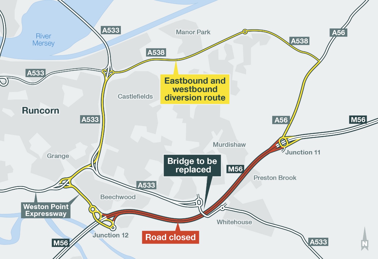 Updated: M56 closed this weekend for engineers to install new bridge ...